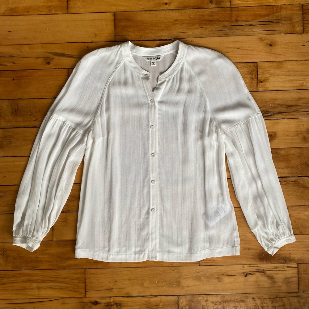 🤍 EUC White Whistles Textured Blouse - Size 8